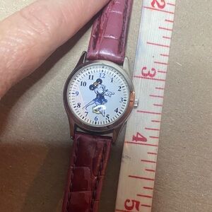 Disney Authentic Minnie Mouse Watch with Burgundy and Silver Accents